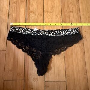 Victoria’s Secret Black lace cheetah leopard panties Sz M  #lingerie #lace